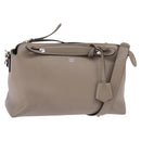 FENDI By The Way Hand Bag Leather 2way Beige Silver Auth hk2988-1