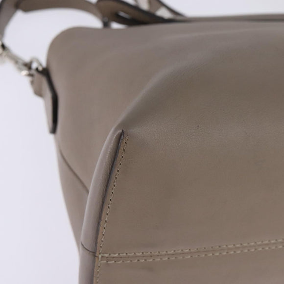 FENDI By The Way Hand Bag Leather 2way Beige Silver Auth hk2988