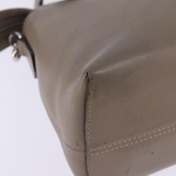 FENDI By The Way Hand Bag Leather 2way Beige Silver Auth hk2988