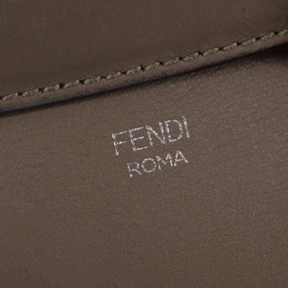 FENDI By The Way Hand Bag Leather 2way Beige Silver Auth hk2988