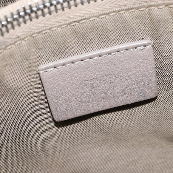 FENDI By The Way Hand Bag Leather 2way Beige Silver Auth hk2988