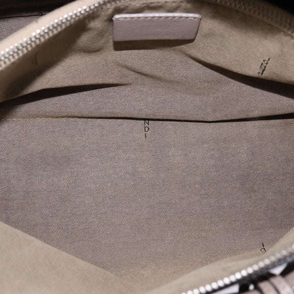 FENDI By The Way Hand Bag Leather 2way Beige Silver Auth hk2988