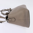 FENDI By The Way Hand Bag Leather 2way Beige Silver Auth hk2988-3
