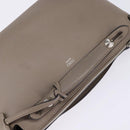 FENDI By The Way Hand Bag Leather 2way Beige Silver Auth hk2988-6