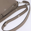 FENDI By The Way Hand Bag Leather 2way Beige Silver Auth hk2988-7