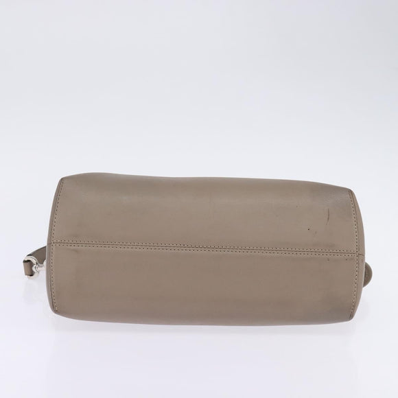 FENDI By The Way Hand Bag Leather 2way Beige Silver Auth hk2988