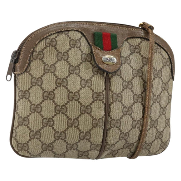 GUCCI GG Supreme Web Sherry Line Shoulder Bag PVC Beige 904 02 047 Auth hk2991