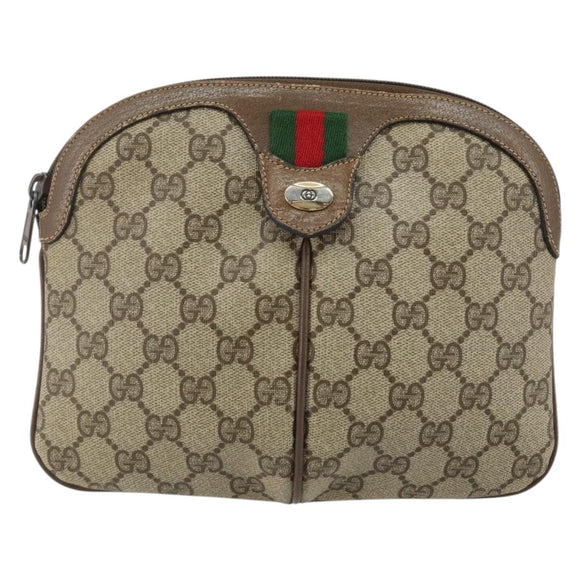GUCCI GG Supreme Web Sherry Line Shoulder Bag PVC Beige 904 02 047 Auth hk2991