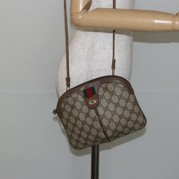 GUCCI GG Supreme Web Sherry Line Shoulder Bag PVC Beige 904 02 047 Auth hk2991