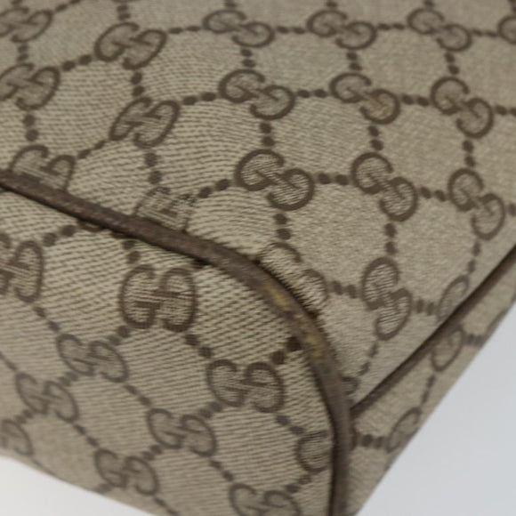 GUCCI GG Supreme Shoulder Bag PVC Beige Gold Auth hk2992