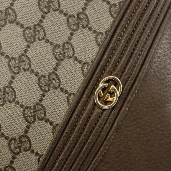 GUCCI GG Supreme Shoulder Bag PVC Beige Gold Auth hk2992