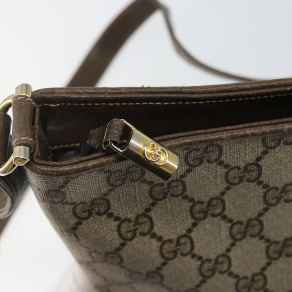 GUCCI GG Supreme Shoulder Bag PVC Beige Gold Auth hk2992