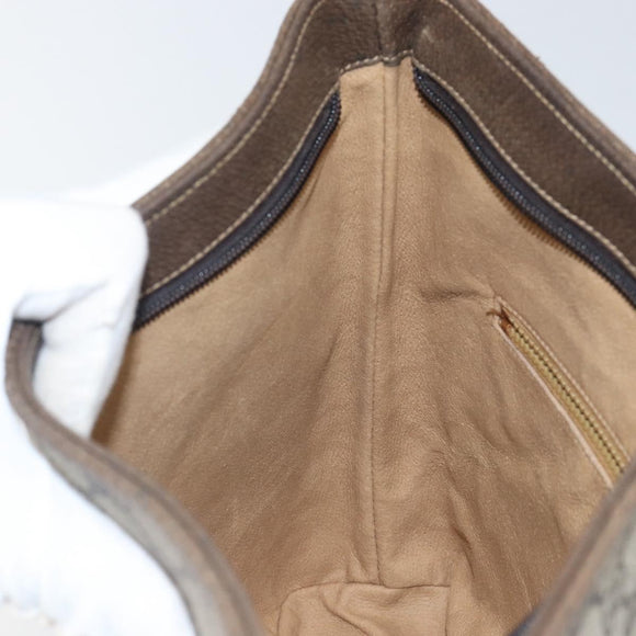 GUCCI GG Supreme Shoulder Bag PVC Beige Gold Auth hk2992