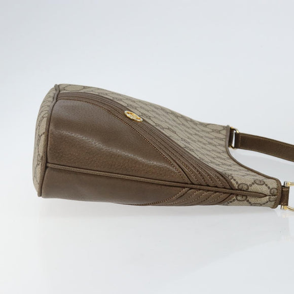 GUCCI GG Supreme Shoulder Bag PVC Beige Gold Auth hk2992