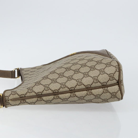 GUCCI GG Supreme Shoulder Bag PVC Beige Gold Auth hk2992