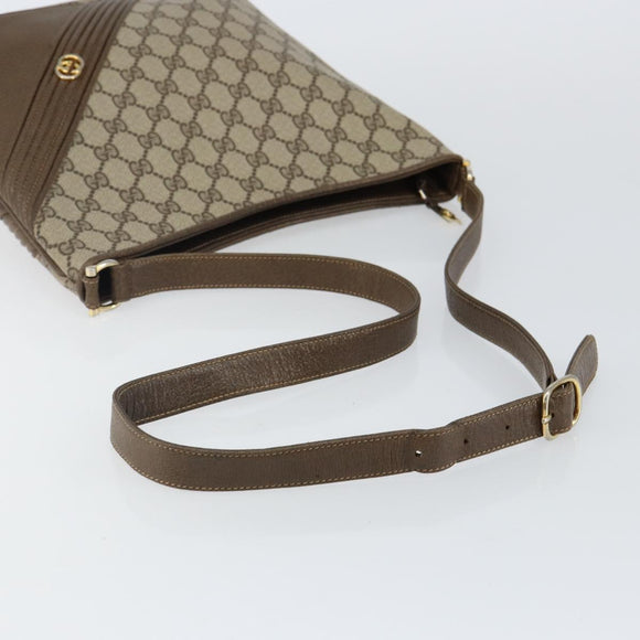 GUCCI GG Supreme Shoulder Bag PVC Beige Gold Auth hk2992