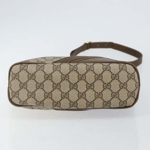 GUCCI GG Supreme Shoulder Bag PVC Beige Gold Auth hk2992