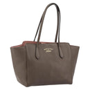 GUCCI Tote Bag Leather Gold Gray 354408 Auth hk2995-1