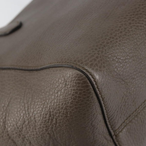 GUCCI Tote Bag Leather Gold Gray 354408 Auth hk2995