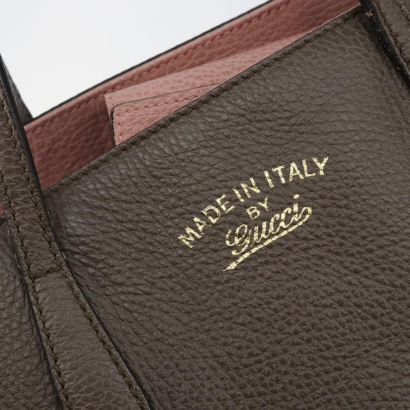 GUCCI Tote Bag Leather Gold Gray 354408 Auth hk2995