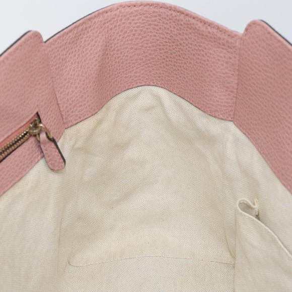 GUCCI Tote Bag Leather Gold Gray 354408 Auth hk2995