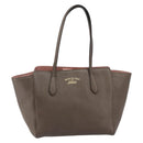 GUCCI Tote Bag Leather Gold Gray 354408 Auth hk2995-13