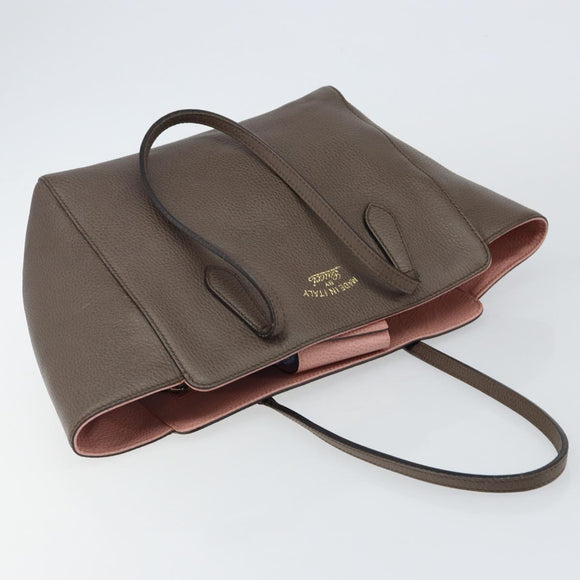 GUCCI Tote Bag Leather Gold Gray 354408 Auth hk2995