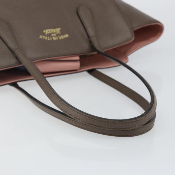 GUCCI Tote Bag Leather Gold Gray 354408 Auth hk2995