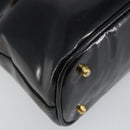 GUCCI Bamboo Hand Bag Enamel 2way Black Gold 000 58 0290 Auth hk2996-15