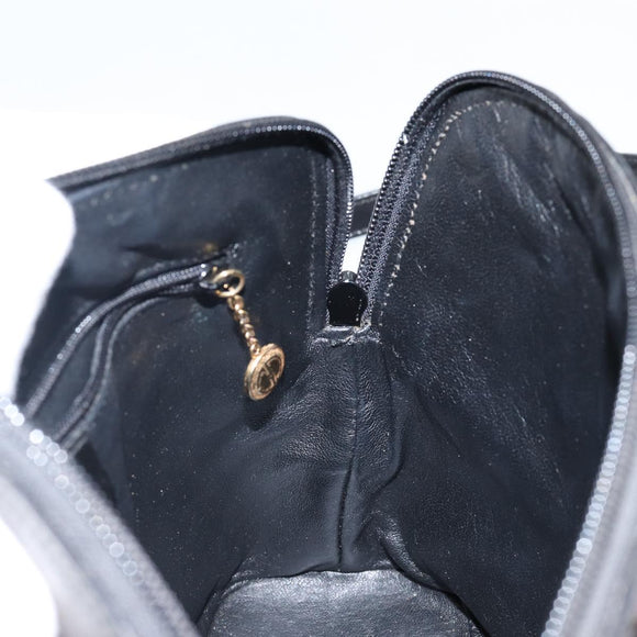 GUCCI Bamboo Hand Bag Enamel 2way Black Gold 000 58 0290 Auth hk2996