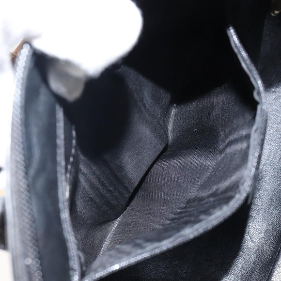 GUCCI Bamboo Hand Bag Enamel 2way Black Gold 000 58 0290 Auth hk2996