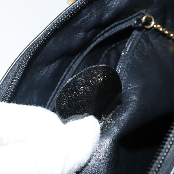 GUCCI Bamboo Hand Bag Enamel 2way Black Gold 000 58 0290 Auth hk2996