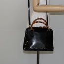 GUCCI Bamboo Hand Bag Enamel 2way Black Gold 000 58 0290 Auth hk2996-23