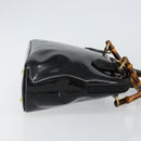 GUCCI Bamboo Hand Bag Enamel 2way Black Gold 000 58 0290 Auth hk2996-4
