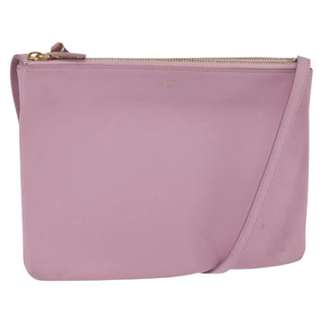 CELINE Trio Shoulder Bag Leather Pink Gold Auth hk2999