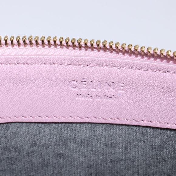 CELINE Trio Shoulder Bag Leather Pink Gold Auth hk2999