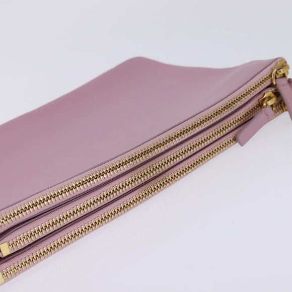 CELINE Trio Shoulder Bag Leather Pink Gold Auth hk2999