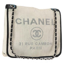 CHANEL Deauville line Chain Shoulder Bag Straw White Silver CC Auth hk3000-1