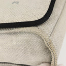 CHANEL Deauville line Chain Shoulder Bag Straw White Silver CC Auth hk3000-10