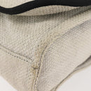 CHANEL Deauville line Chain Shoulder Bag Straw White Silver CC Auth hk3000-11