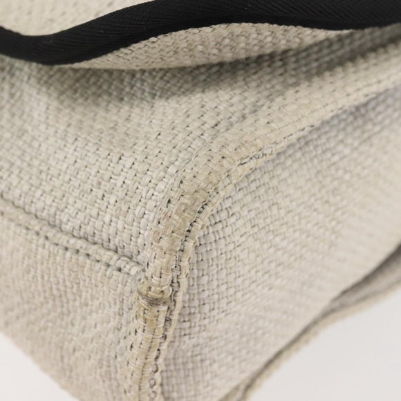 CHANEL Deauville line Chain Shoulder Bag Straw White Silver CC Auth hk3000