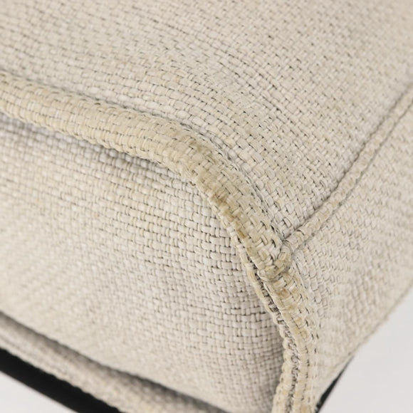 CHANEL Deauville line Chain Shoulder Bag Straw White Silver CC Auth hk3000