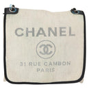 CHANEL Deauville line Chain Shoulder Bag Straw White Silver CC Auth hk3000-2