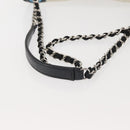 CHANEL Deauville line Chain Shoulder Bag Straw White Silver CC Auth hk3000-7