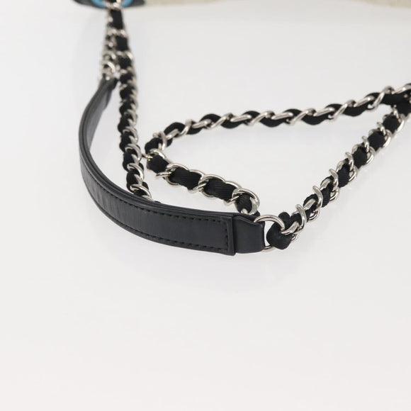 CHANEL Deauville line Chain Shoulder Bag Straw White Silver CC Auth hk3000