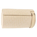 BVLGARI Logo Mania Shoulder Bag Canvas Beige Silver Auth hk3003-1