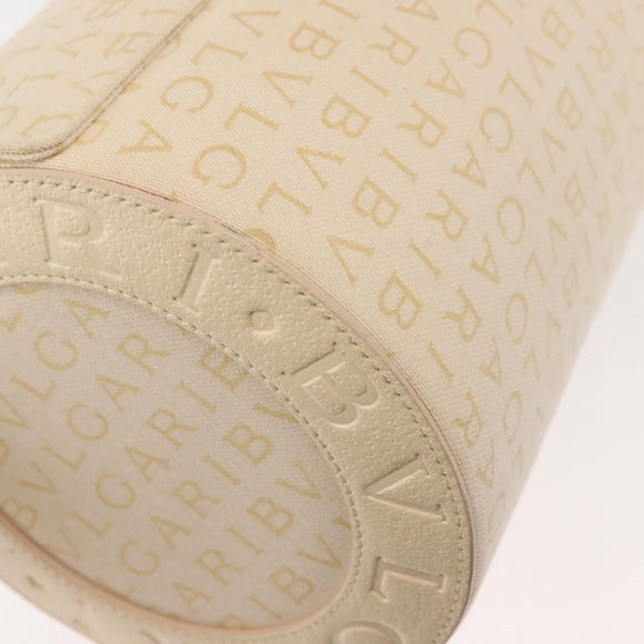 BVLGARI Logo Mania Shoulder Bag Canvas Beige Silver Auth hk3003