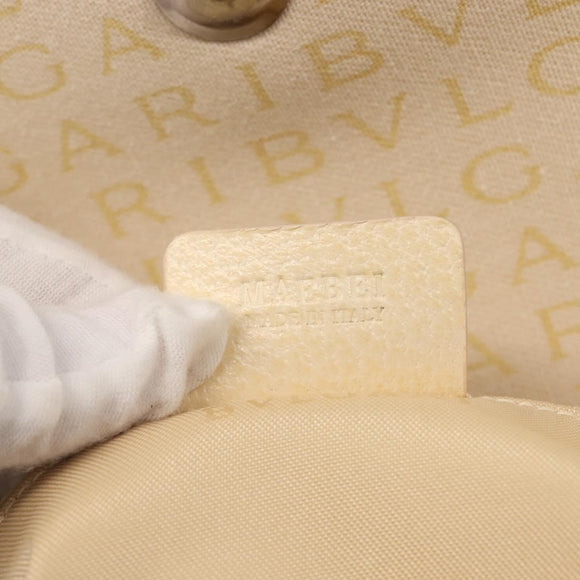 BVLGARI Logo Mania Shoulder Bag Canvas Beige Silver Auth hk3003