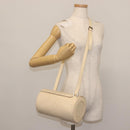 BVLGARI Logo Mania Shoulder Bag Canvas Beige Silver Auth hk3003-21