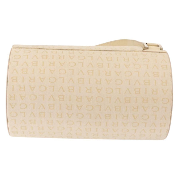 BVLGARI Logo Mania Shoulder Bag Canvas Beige Silver Auth hk3003